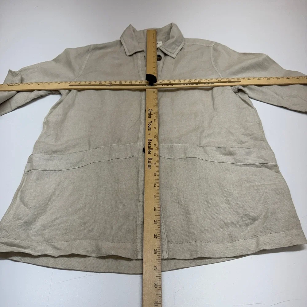 Nicole Miller Jacket Womens Small Beige Linen‎ Blend Coastal Grandma Boho